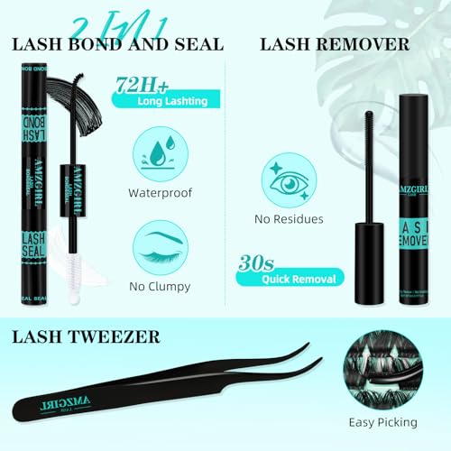 Lash Clusters Kit 168pcs Eyelash Extension Kit Cluster Lashes Natural Look with Lash Bond and Seal Waterproof, Lash Remover Eyelashes Tweezer with Wet Look Ultra-Thin Band Lashes(Tulip-Kit,D-10-18mm)