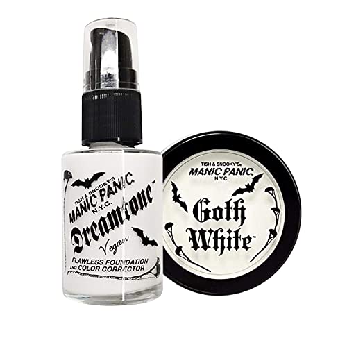 MANIC PANIC White Liquid Foundation Bundle with Goth White Cream to Powder Foundation
