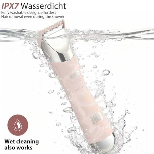 Dual Head Bikini Trimmer for Women 5-in-1 ¡¼IPX7 Waterproof¡½ Electric Razors ¡¼German-TXO-Technology¡½-Painless-Blade Body Shaver for Pubic Hair Underarm Leg Arm Body Face (Peach)