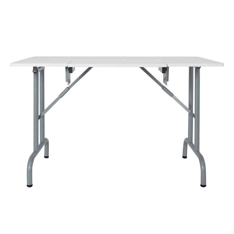 Foldaway Multipurpose Sewing Table with Adjustable Platform - Silver/White