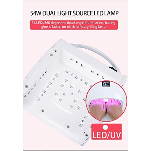 N - A Nail Dryer, Rechargeable, Cordless, 54W UV LED, Professional Polish Nail Light, Double Light Source, for Home and Salon