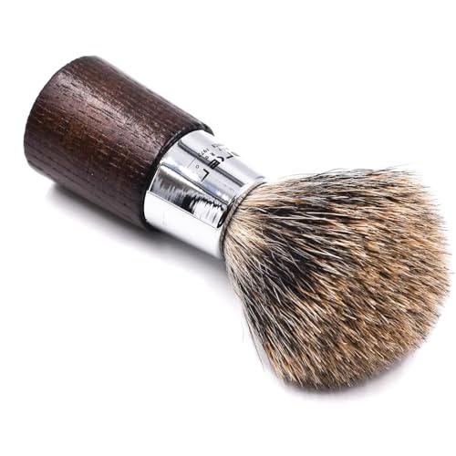 Parker 3-Band Pure Badger Shaving Brush with Stand ? Long Loft Bristles for Generating a Rich Lather, Ergonomic Walnut Handle with Chrome Accents, Handmade Wet Shaving Brush | Iconic Brand