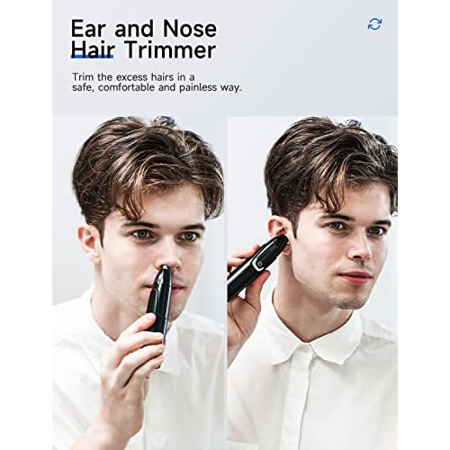 ZORAMI Rechargeable Ear and Nose Hair Trimmer - 2025 Professional Painless Eyebrow & Facial Hair Trimmer for Men Women, Powerful Motor and Dual-Edge Blades for Smoother Cutting Black
