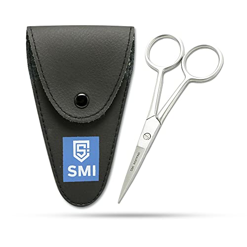 SMI Beard Scissors for Men with Travel Case Mustache Scissors Small scissors Grooming Scissors Eyebrow Scissors for Men and Women
