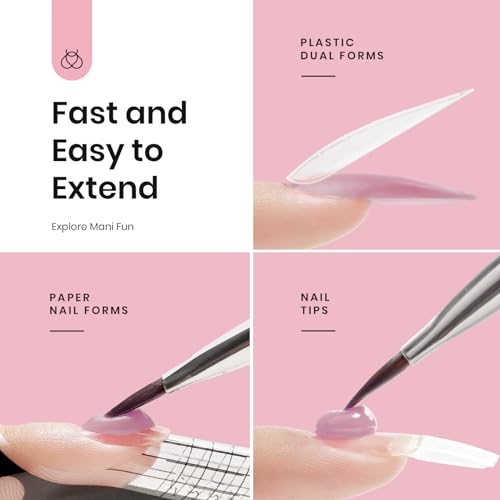 Beetles Poly Nail Extension Kit, 12 Colors Pink Nude Poly Nail Gel Clear White Glitter Poly Extension Gel Nail Kit Lazy Afternoon Nail Extension Gel Nail Art Design Gifts for Women