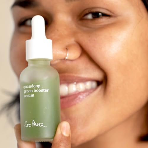 Ere Perez - Natural Quandong Green Booster Face Serum | Calms, Balances, Hydrates, Non-Oily | Lactic Acid, Hyaluronic Acid, Chlorophyll, Spinach | Vegan, Cruelty-Free, Clean Beauty (1 fl oz | 30 mL)