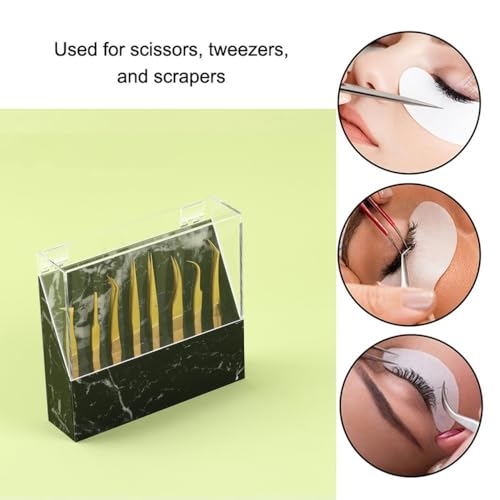 Dust-proof Tweezers Holder Lash Extension Supply Stand Holder, 8 Holes Tweezers Storage Holder for Eyelash Extensions Supplies Acrylic Display Stand Salon (Black)