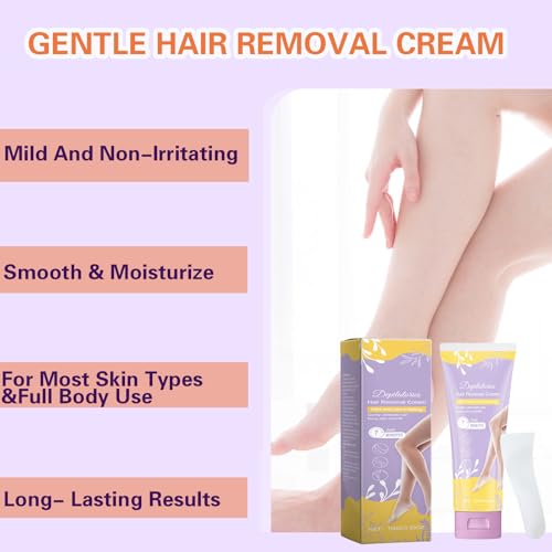 Hair Removal Cream for Women and Men, Painless Hair Removal Cream For Bikini Line, Legs, Arms, Underarms, Intimate/Private Depilatory, Skin Friendly - 100g