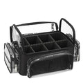 TANTO Makeup Brush Case, Clear Extra Large Cosmetic Organizer Holder Professional Makeup Artist Train Case with Adjustable Dividers&Strap Portable Makeup Brush Holder (02A-Black£¨XX Large£©)
