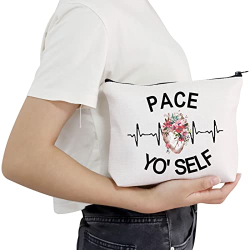 POFULL Cardiology Gift Heart Doctor Gift Pace Yo'self Cosmetic Bag Heart Anatomy Cardiology Gift (Pace Yo'self bag)