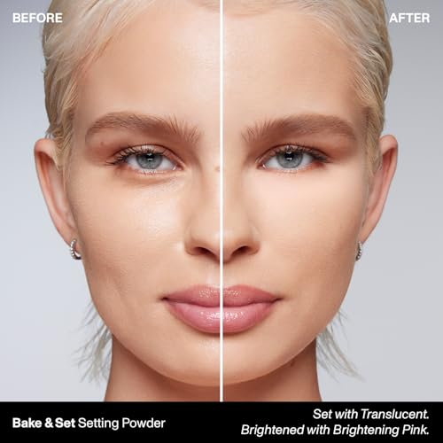 Morphe Bake & Set Setting Powder - Lightweight, Talc-Free Finishing Powder for Face Makeup with a Soft, Natural Finish - Minimizes Shine for Up to 24HR - Brightening Pink (0.31 oz)