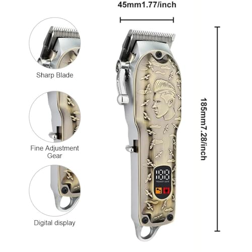 Hair Clippers for Men, Electric Hair Clipper for Men 3D Dragon Carving Barber Shop Hair Cutting Machine Professional Cordless Hair Trimmer Beard