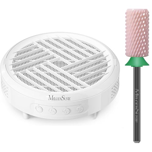 MelodySusie Nail Dust Collector with Ceramic Chamfer Flat Top Large Barrel Nail Drill Bits