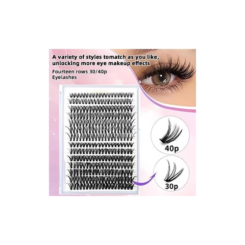 False mink eyelashes, naturally fluffy in appearance, slender eyelashes for cat eyes, simulating natural eyelashes.eyelashess (Lash Clusters-30D+40D)