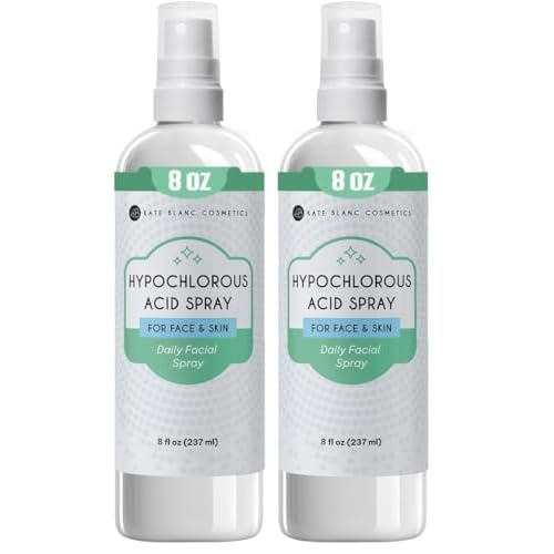Kate Blanc Cosmetics Hypochlorous Acid Spray for Face and Skin. Gentle Facial Cleanser for Acne-Prone & Sensitive Skin with .02% HOCl (8oz) (Pack of 2)
