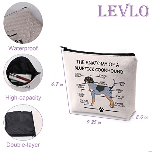 LEVLO Funny Bluetick Coonhound Lovers Gifts The Anatomy of A Bluetick Coonhound Clever Minds Cosmetic Bags Veterinary Mom Travel Toiletry Bags