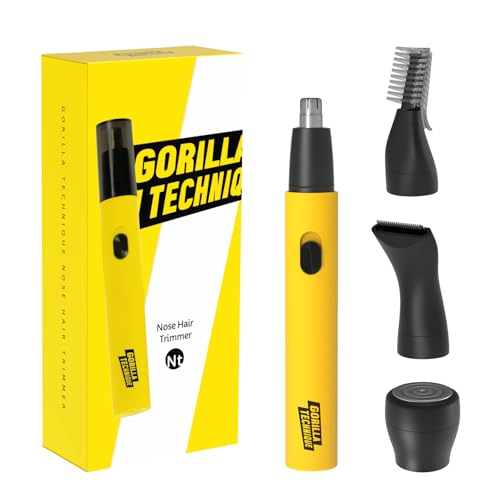 Purple Gorila/Gorilla Technique/Nose Hair Trimmer for Men, Rechargeable 4-in-1 for Eyebrow Fuzz Hair Removal, No Pull No Snag Grooming with High-Speed 10,000RPM Motor (3 Head)