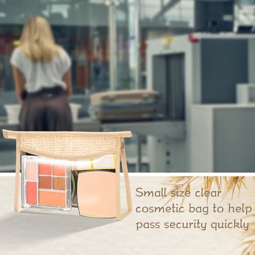 Baderke Boho Clear Cosmetic Makeup Bags with Zipper Small Toiletry Bag Multi Purpose Waterproof Pouch Travel Makeup Organizer Cosmetic Pouch for Women Men (6pcs)