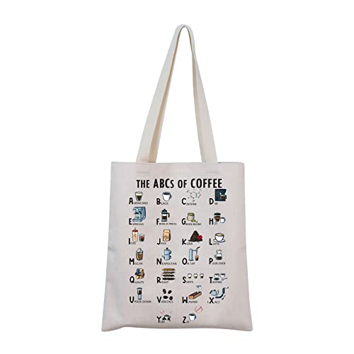 MNIGIU Alphabet Tote Bag - ABCs of Coffee Barista Gift for Coffee Lovers