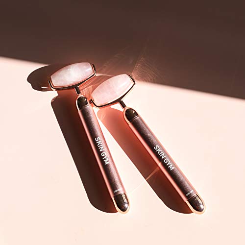 Skin Gym Rose Quartz Vibrating Face Massager Sculpt, Lift and Define Beauty Tool - Face Roller with Cooling and Contouring Power - Over 6,000 Vibrations per Minute