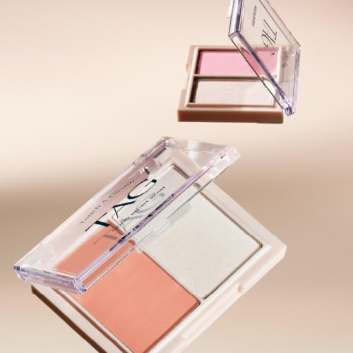 TAG Mood Blush Beam | Dual Blush & Highlighter Palette | Light-weight, Shimmery, Tone-Matching shades | K-beaury (#2 Fair Mauve)