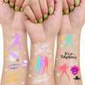 Temporary Tattoos for Cartoon Movie Themed Party Favors Iridescent Foil Styles | Korean Idol Fake Tattoos Stickers Removable, Goodie Bag Stuffers Party Supplies Decoration Gifts 3 Sheets 108 Pcs