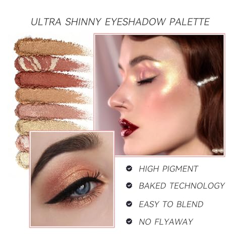 K'APEINE 8 Colors Baked Powder Palette, Pink Gold Brown Face Highlighter Eyeshadow Blush Contour Makeup Palette All Face Baked Makeup Kit Blendable Highlighter for Women Daily, Parties,Festivals-02#