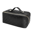 Travel Makeup Bag, Large Capacity Cosmetic Bags for Women, Waterproof Portable Pouch Open Flat Toiletry Bag Make up Organizer with Divider and Handle, Black
