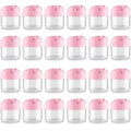 RONRONS 24 Pack Pink Rose Flower Shaped Empty Cream Jars, Clear Leak-Proof Plastic Cosmetic Containers with Lids for Makeup, Nail Polish, Bulk Wholesale for Small Business