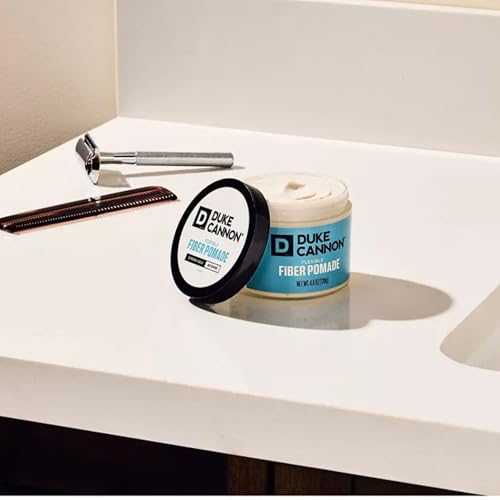 Duke Cannon Supply Co. Flexible Fiber Pomade ? 4.6 oz ? Strong Hold, No Shine, Water-Based for Easy Washout, Adds Texture & Volume for Shorter Hairstyles