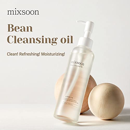 mixsoon Bean Cleansing Oil - Lightweight Oil Deep Cleansing and Makeup Blackhead Remover, Fermented Bean, Hydrating and Balancing for Smooth Skin 195ml / 6.59 fl.oz. Korean Glass Skin Care