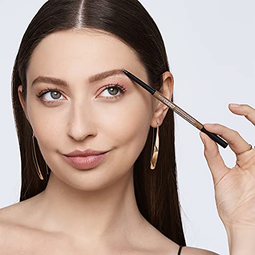 Kiss New York Professional Brow Pencil with Spoolie Brush, Ultra-Fine Precision Point Eyebrow Pencil, Dual-Sided Precise, Slim Definer, Fills Brows, Long-Lasting (Dark Brown)