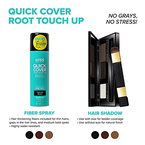 Kiss Quick Cover Root Touch Up Thickening Fiber Spray 3.38oz (Natural Black)