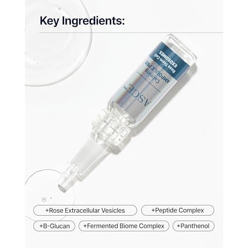 ASCE+ Calming Exosome Ampoule Pro ? Rose Exosome for Hydrating & Skin Glow, Boosts Collagen Production, Rejuvenating - 5 Week overnight Wrinkle & Pigmentation Care 0.59 oz