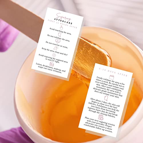 Sugaring Hair Removal Aftercare Cards | 50 Pack | 2x3.5¡± in Business Card | Sugaring Hair Removal Supplies | Waxing Supplies | White Card Design