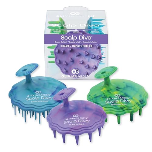 Olivia Garden Scalp Diva Scalp Care Brush - Healthy hair starts with a healthy scalp - Helps with Exfoliating, Cleansing and Massaging - Professional Hair Care Tool for All Lengths - Snag-Free Design