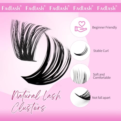 FADLASH Lash Clusters 60D+80D Fluffy Eyelash Clusters 10-18mm Clusters Eyelash Extensions D Curl Individual Lashes Natural and Volume DIY Lash Extensions