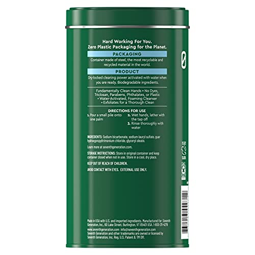 Seventh Generation Zero Plastic Powder Hand Soap, Fragrance Free, 12 oz