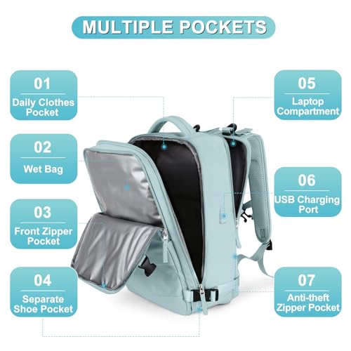 Personal Item Travel Backpack For Women Men Airline Approved Carry On Backpack Flight Approved Waterproof Sports Luggage Backpack Casual Daypack Small Hiking Backpack