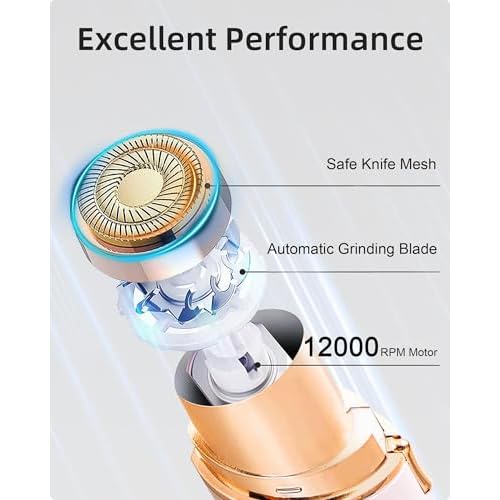 Facial Hair Removal for Women, Painless Womens Facial Hair Remover with 2 Replacement Heads, Lipstick-Sized, USB Rechargeable, for Upper Lip/Fuzz/Mustache (White)