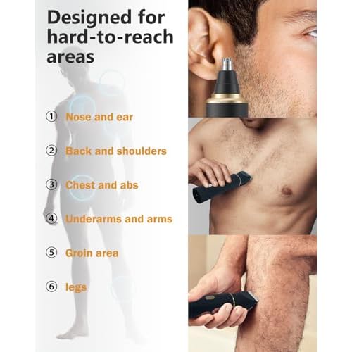 Manscape Body Hair Trimmer for Men-3 in 1 Electric Razor Groin Groomer,IPX7 Waterproof,Versatile Hair Trimmer for Ball/Pubic/Chest/Beard/Nose,USB-C Rechargeable,Gifts for Him Dad