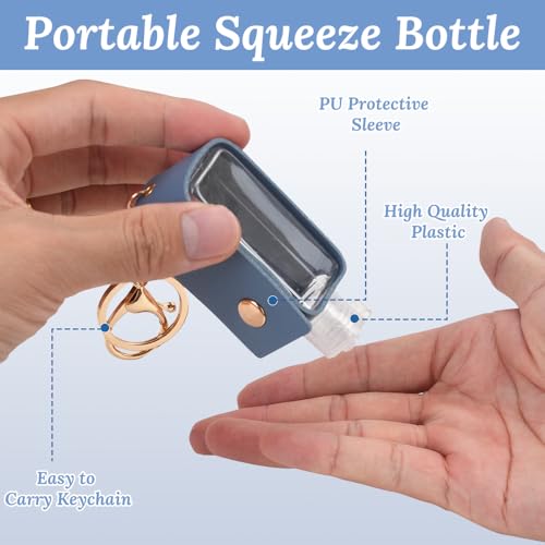 8 PCS Hand Sanitizer Holder,Leather Empty Travel Size Bottle, Mini Hand Sanitizer Keychain Travel Size
