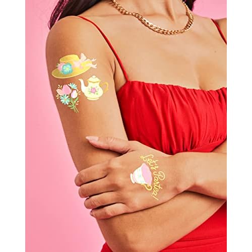 xo, Fetti Bachelorette Tea Party Temporary Tattoos - 50 pcs Glitter Styles | Pastel Bridal Shower Decoration, Bridesmaid Favor, Partea, Garden