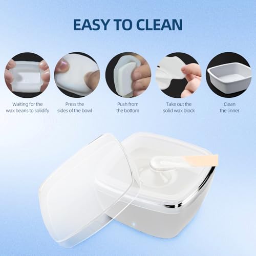 Nose Wax Kit Men Nose Hair Wax Kit with 50g Wax & 15 beard & 20 Wooden Stick & 30 Applicators USB Hair Waxing Kits Rapid Heating Constant Temperature Painless Easy