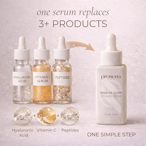 Dose of Glow Vitamin C Serum- Hydrating and Brightening Serum with Peptides, Hyaluronic Acid, Niacinamide and CoQ10. Firms Skin and Reduces Dark Spots and Fine Lines 1 oz (Limited Edition Glow Set)