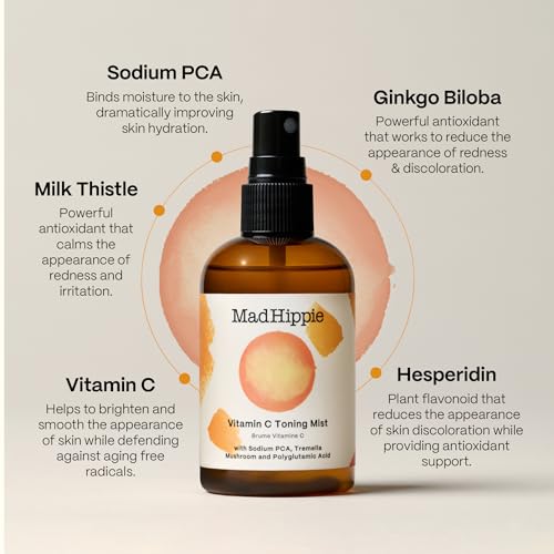 Mad Hippie Vitamin C Toning Mist ? Skin-Brightening Toner for Face, Vitamin C Facial Mist Hydrating Spray, 4 Oz