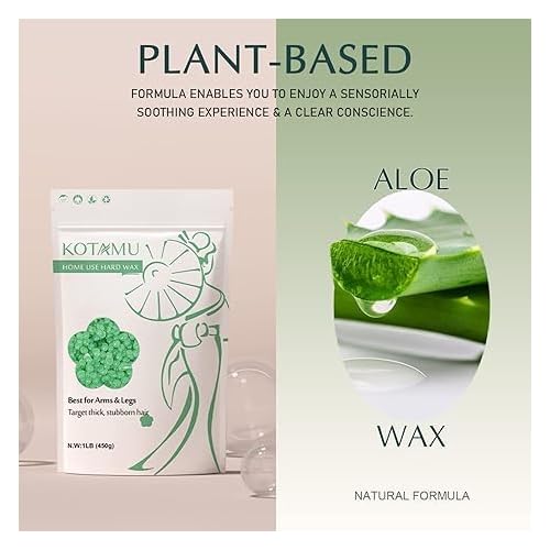KOTAMU Pink Digital Waxing Kit with 1lb Aloe Wax Beads, Wax Kit for Women Men Sensitive Skin, Thick Hair Formula Wax Beans, For Facial, Arms, Bikini, Brazilian, Legs Hair Removal