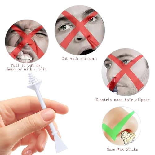 100 Pcs Nose Wax Sticks, Disposable Plastic Nasal Hair Applicators, Dual-Ended for Nose/Ear/Eyebrow/Upper Lip, Painless & Easy-to-Use, Suitable for Men & Women, Home & Travel Use