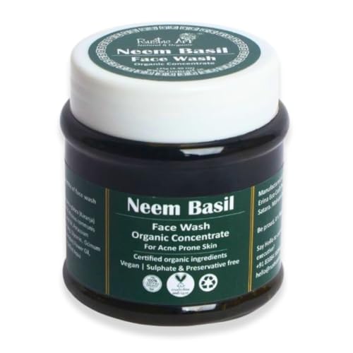 Neem Basil Face Wash Concentrate for Oily & Acne Prone Skin, Deep Cleansing Vegan Facewash, Sulfate & Paraben Free, 4.4 oz