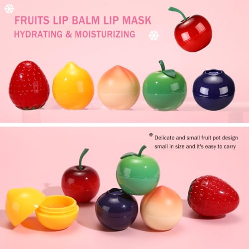 8 PCS Bee Lip Balm Fruit Lip Mask, Teen Girl Stuff, Bulk Gifts for Girls, Galentines Gifts,Valentines Day Gifts,Small Gifts, Cute Fruit Balm with Honey, Effective Prevention Dry Lip Reduces Lip Lines